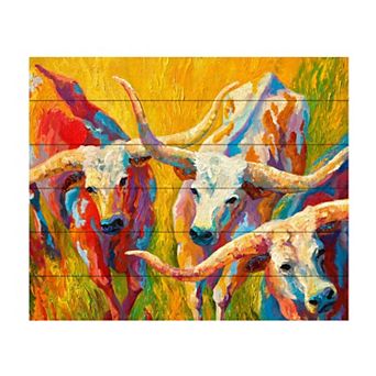 Trademark Fine Art Marion Rose 'Dance of the Longhorns' Wood Slat Art