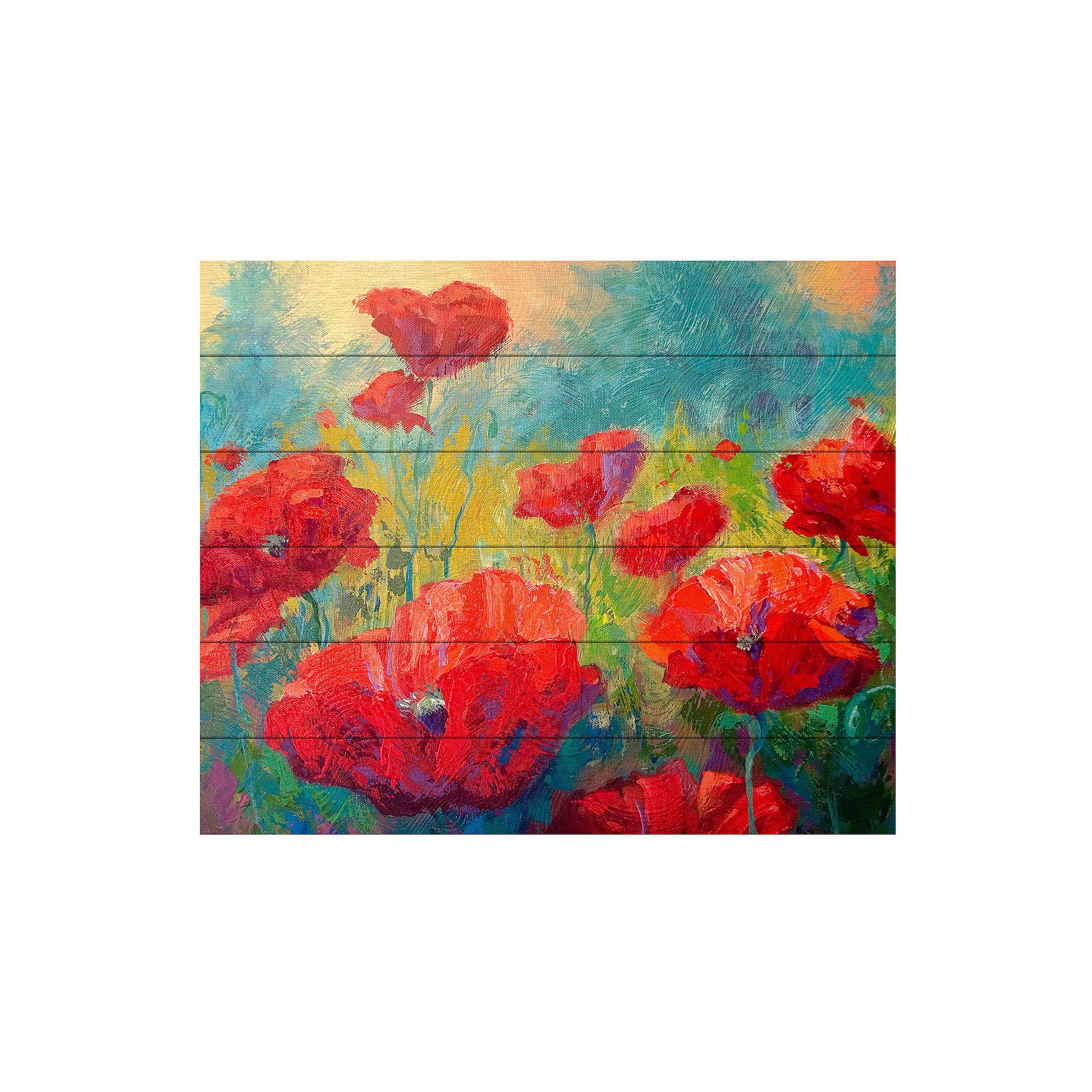 Trademark Fine Art Marion Rose Field of Poppies Wood Slat Art, Multi