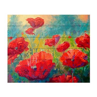 Trademark Fine Art Marion Rose 'Field of Poppies' Wood Slat Art