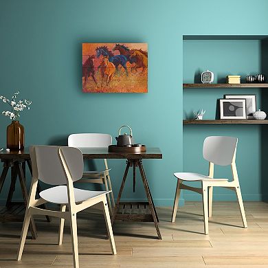 Trademark Fine Art 'Free Range Horses' Wood Slat Art