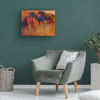 Trademark Fine Art 'Free Range Horses' Wood Slat Art