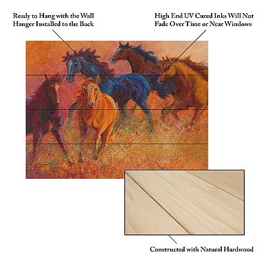 Trademark Fine Art 'Free Range Horses' Wood Slat Art