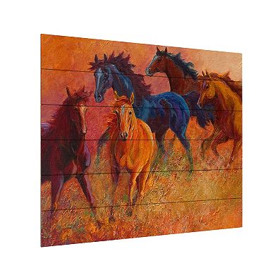 Trademark Fine Art 'Free Range Horses' Wood Slat Art