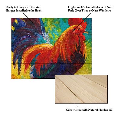 Trademark Fine Art 'Hot Shot Rooster' Wood Slat Art