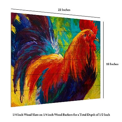 Trademark Fine Art 'Hot Shot Rooster' Wood Slat Art