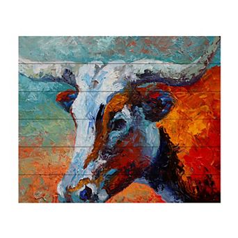 Trademark Fine Art Marion Rose 'Young Longhorn' Wood Slat Art