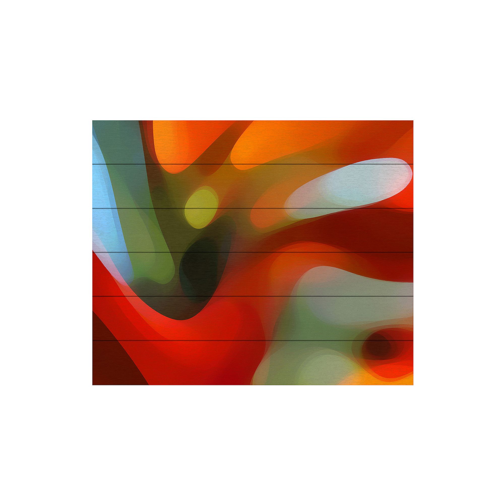 Trademark Fine Art Red Tree Light Wood Slat Art, Multi
