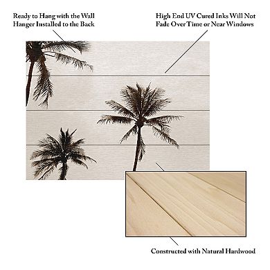 Trademark Fine Art Preston 'Black & White Palms' Wood Slat Art