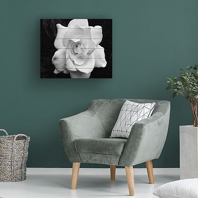 Trademark Fine Art Kurt Shaffer 'Gardenia in Black and White' Wood Slat Art