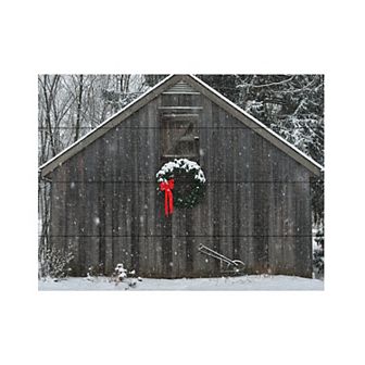 Trademark Fine Art Kurt Shaffer 'Christmas Barn in the Snow' Wood Slat Art