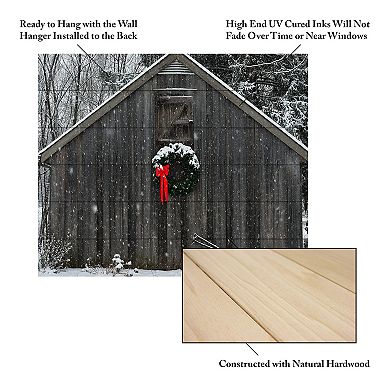 Trademark Fine Art Kurt Shaffer 'Christmas Barn in the Snow' Wood Slat Art