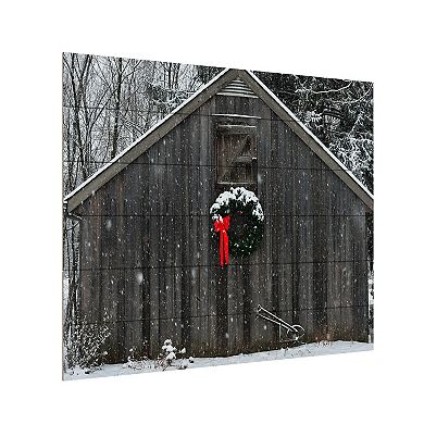 Trademark Fine Art Kurt Shaffer 'Christmas Barn in the Snow' Wood Slat Art