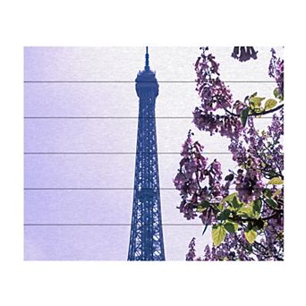 Trademark Fine Art Kathy Yates 'Eiffel Tower with Blossoms' Wood Slat Art