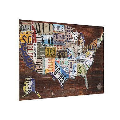 Trademark Fine Art Masters Fine Art 'USA License Plate Map on Wood' Wood Slat Art