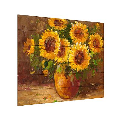 Trademark Fine Art Rio 'Sunflowers Still Life' Wood Slat Art