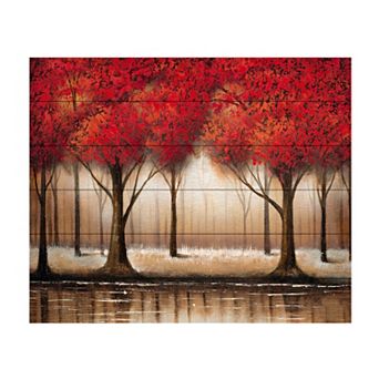 Trademark Fine Art Rio 'Parade of Red Trees' Wood Slat Art