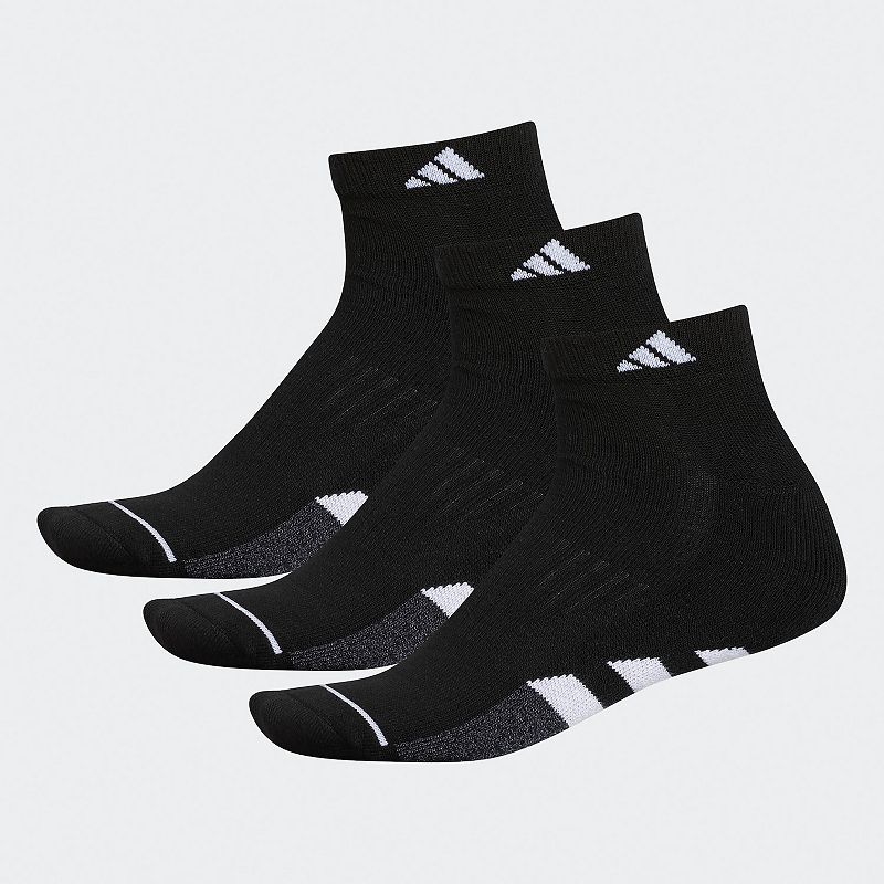 Mens adidas Cushioned II 3-pack Quarter Socks, Size: 6-12, Black