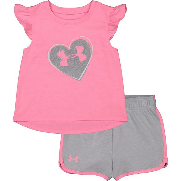 Baby Girl Under Armour Big Logo Heart Short Set