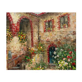 Trademark Fine Art Rio 'Tuscany Courtyard' Wood Slat Art