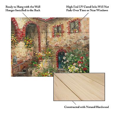 Trademark Fine Art Rio 'Tuscany Courtyard' Wood Slat Art
