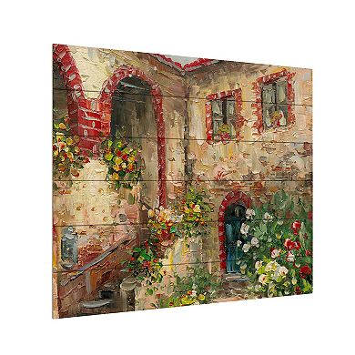 Trademark Fine Art Rio 'Tuscany Courtyard' Wood Slat Art