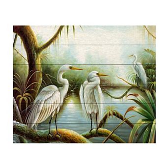 Trademark Fine Art Victor Giton 'Three Herons' Wood Slat Art