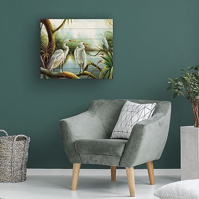Trademark Fine Art Victor Giton 'Three Herons' Wood Slat Art