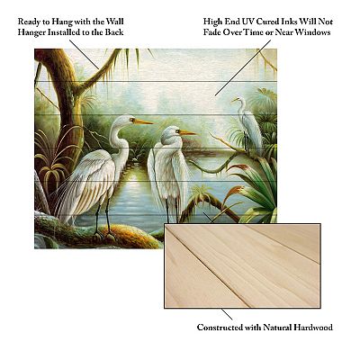 Trademark Fine Art Victor Giton 'Three Herons' Wood Slat Art