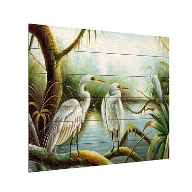 Trademark Fine Art Victor Giton 'Three Herons' Wood Slat Art