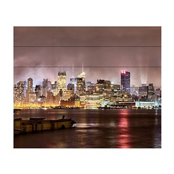 Trademark Fine Art David Ayash 'Midtown Manhattan Over the Hudson River' Wood Slat Art