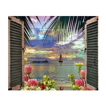 Trademark Fine Art Leo Kelly 'Window to Paradise III' Wood Slat Art