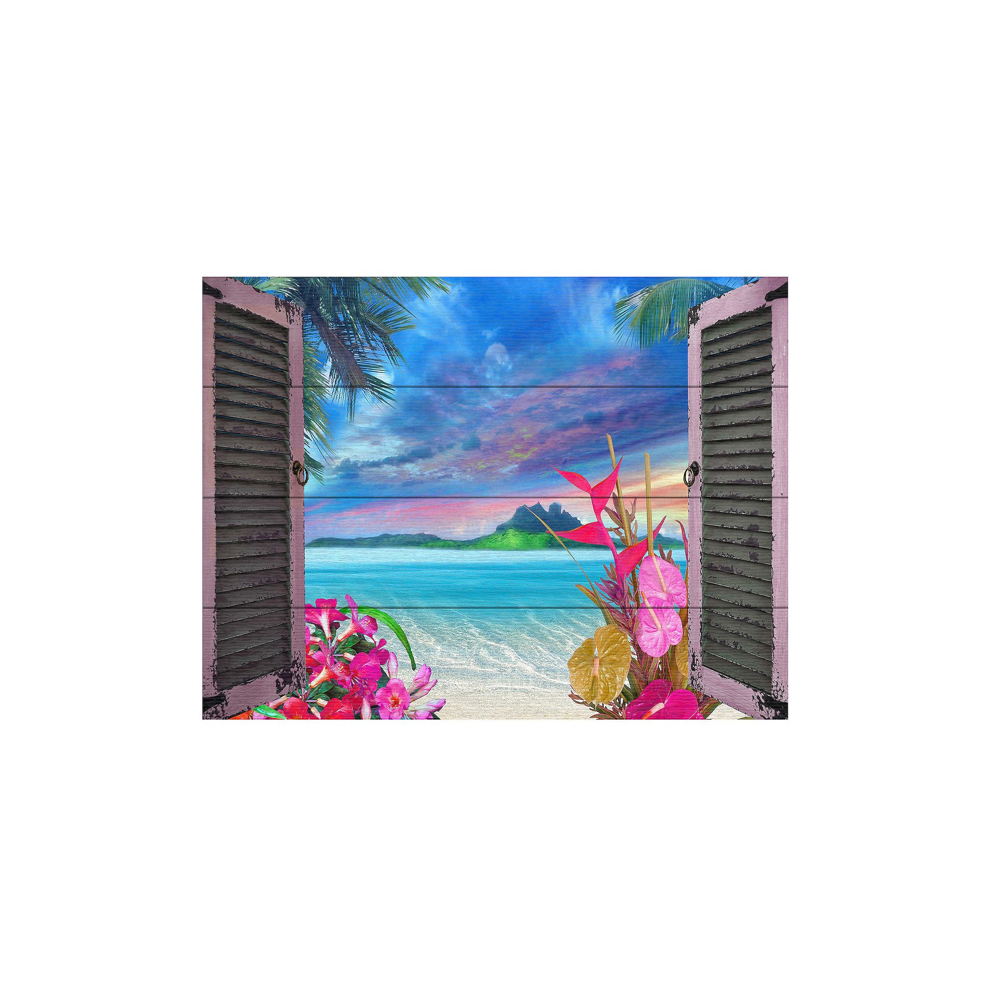 Trademark Fine Art Leo Kelly Window to Paradise VII Wood Slat Art, Multi