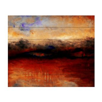 Trademark Fine Art Michelle Calkins 'Red Skies at Night' Wood Slat Art