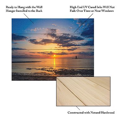 Trademark Fine Art PIPA Fine Art 'Sunset Breakwater Lighthouse' Wood Slat Art