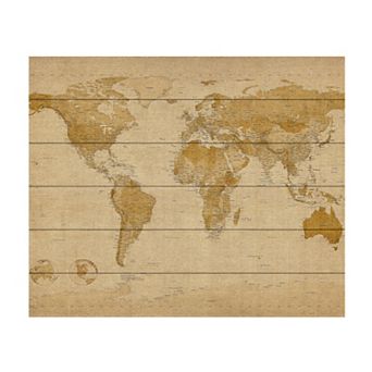 Trademark Fine Art Michael Tompsett 'Antique World Map' Wood Slat Art