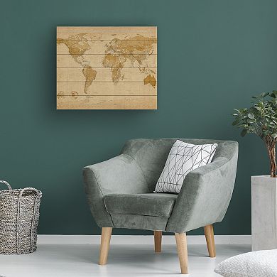 Trademark Fine Art Michael Tompsett 'Antique World Map' Wood Slat Art