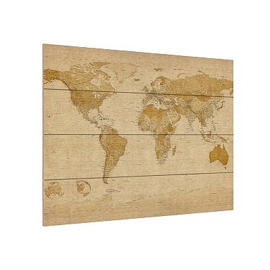 Trademark Fine Art Michael Tompsett 'Antique World Map' Wood Slat Art