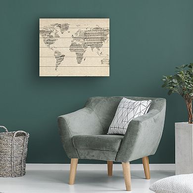 Trademark Fine Art Michael Tompsett 'Old Sheet Music World Map' Wood Slat Art
