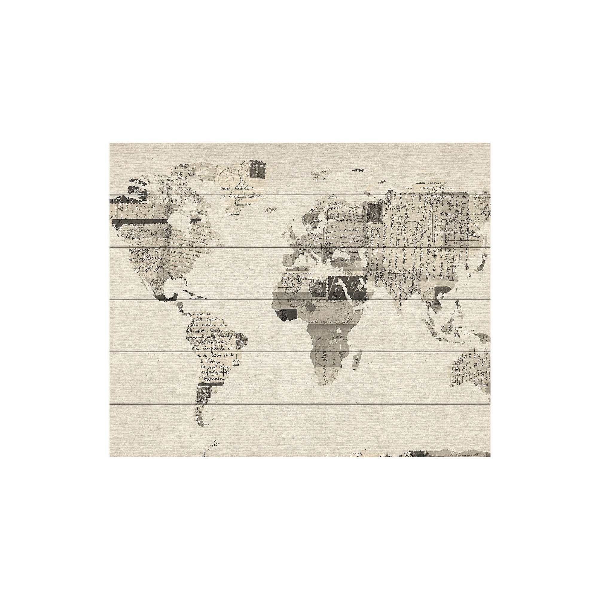 Trademark Fine Art Michael Tompsett Vintage Postcards World Map Wood Slat