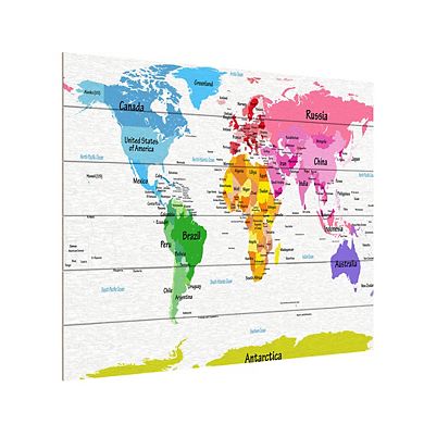 Trademark Fine Art Michael Tompsett 'World Map for Kids II' Wood Slat Art