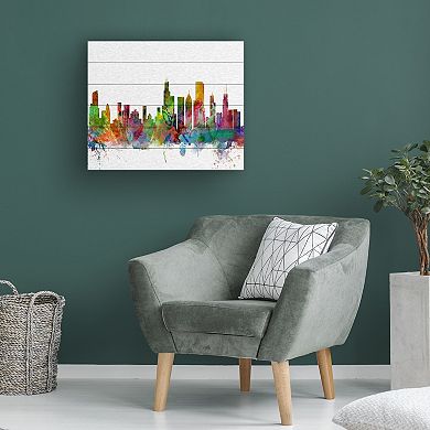 Trademark Fine Art Michael Tompsett 'Chicago Illinois Skyline' Wood Slat Art