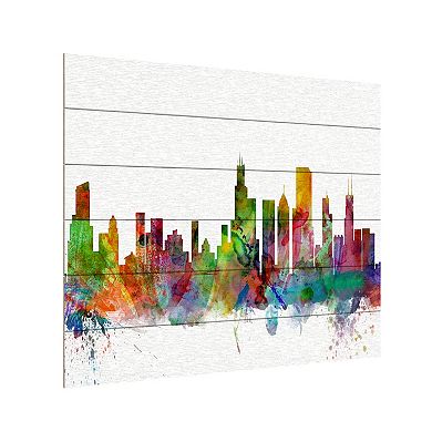 Trademark Fine Art Michael Tompsett 'Chicago Illinois Skyline' Wood Slat Art