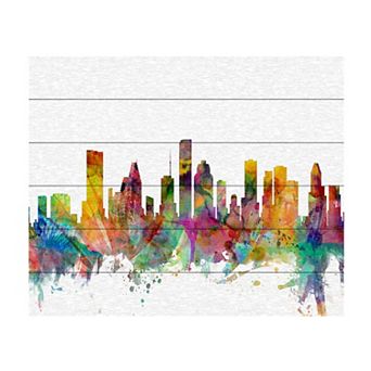 Trademark Fine Art Michael Tompsett 'Houston Texas Skyline' Wood Slat Art