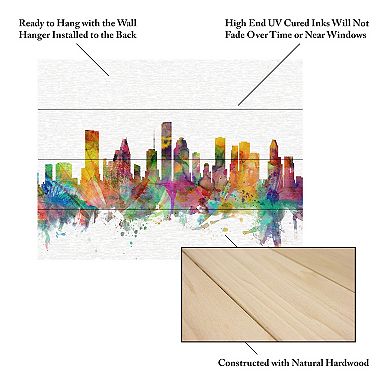 Trademark Fine Art Michael Tompsett 'Houston Texas Skyline' Wood Slat Art