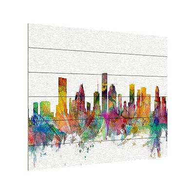 Trademark Fine Art Michael Tompsett 'Houston Texas Skyline' Wood Slat Art