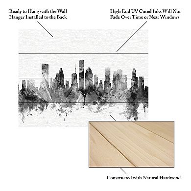 Trademark Fine Art Michael Tompsett 'Houston Texas Skyline B&W' Wood Slat Art
