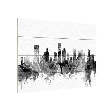 Trademark Fine Art Michael Tompsett 'Houston Texas Skyline B&W' Wood Slat Art