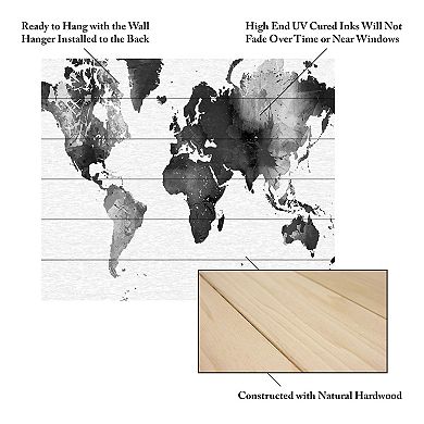 Trademark Fine Art Marlene Watson 'World Map BG-1' Wood Slat Art