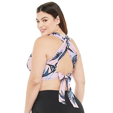 Plus Size EVRI™ Print X-Back Halter Bikini Top