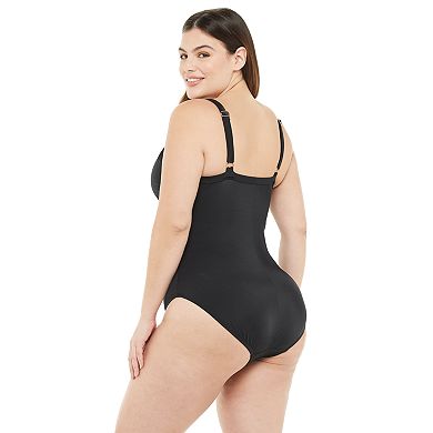 Plus Size EVRI Faux Wrap One-Piece Swimsuit